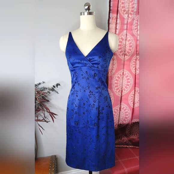 Vintage 90s Dress Blue Size 3/4 - Picture 1 of 14